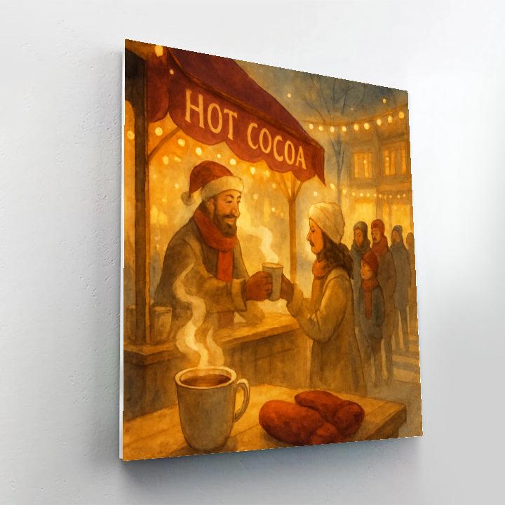 Hot Cocoa Stand At Frosty Crosswalk paint by color