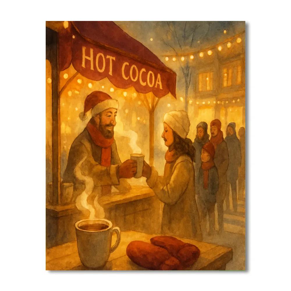 Hot Cocoa Stand At Frosty Crosswalk paint by color