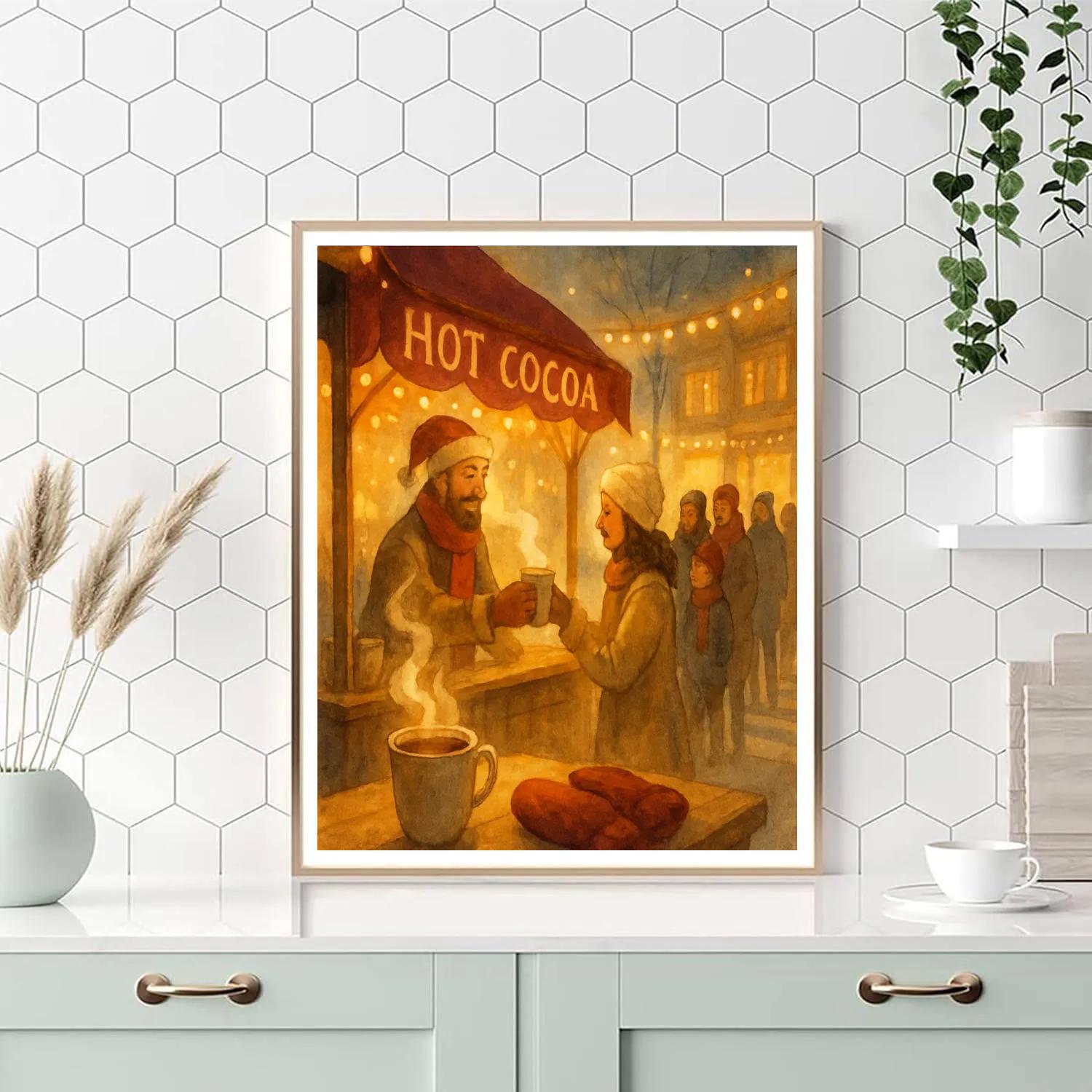 Hot Cocoa Stand At Frosty Crosswalk paint by color
