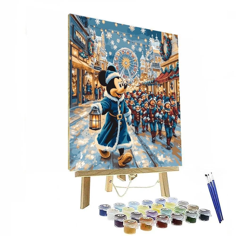 Snowflake Parade With Mickey Mouse paint by numbers