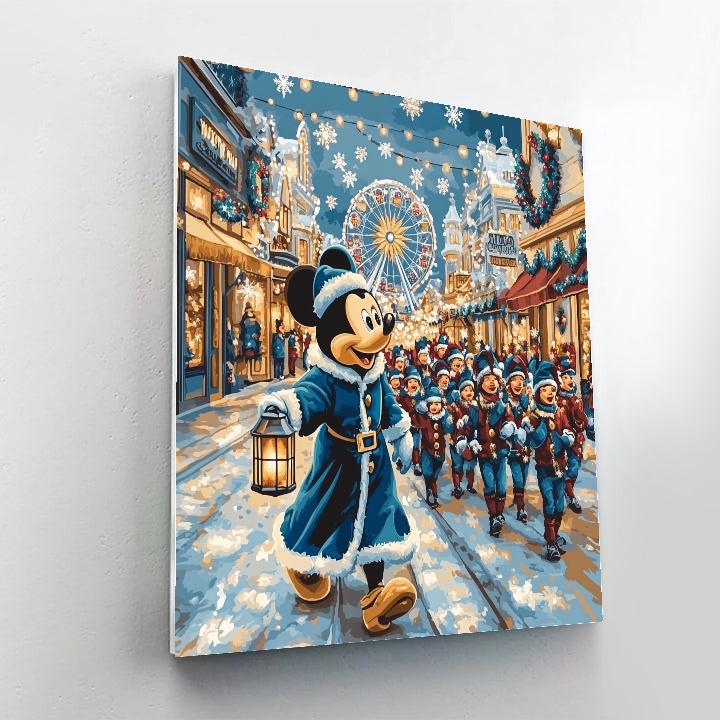 Snowflake Parade With Mickey Mouse paint by numbers