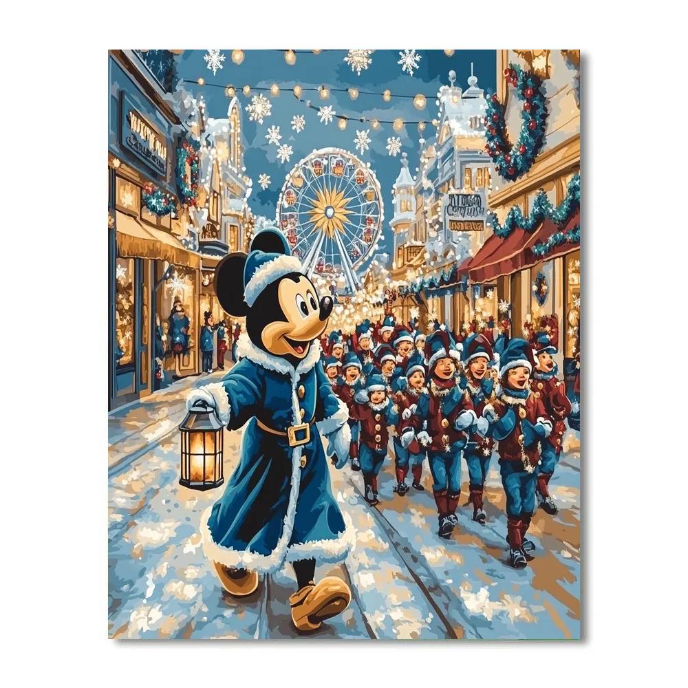 Snowflake Parade With Mickey Mouse paint by numbers