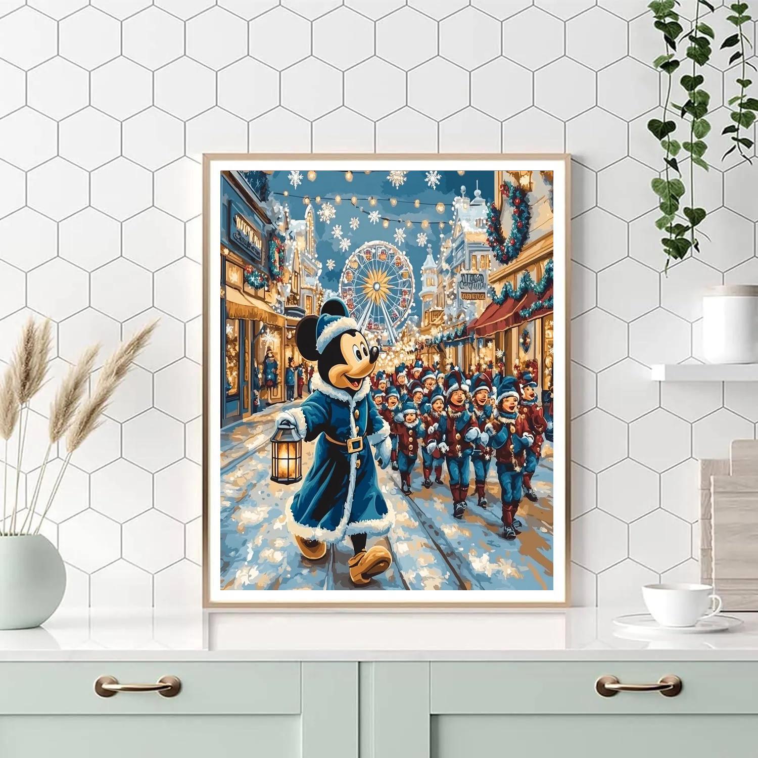 Snowflake Parade With Mickey Mouse paint by numbers