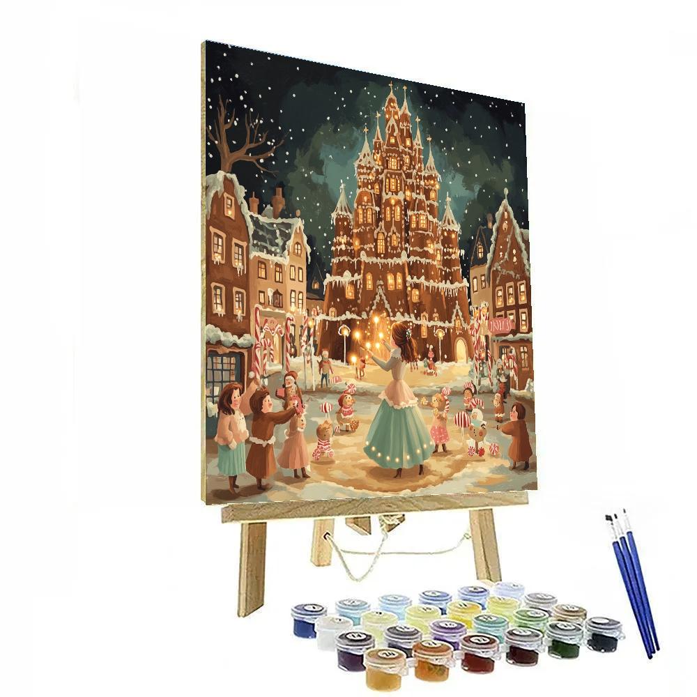Enchanted Gingerbread Castle Disney Number painting