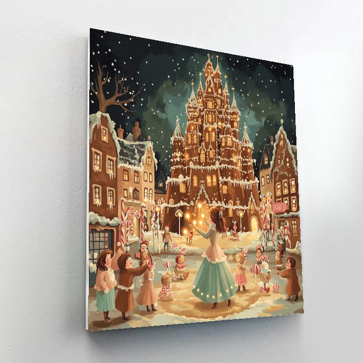 Enchanted Gingerbread Castle Disney Number painting