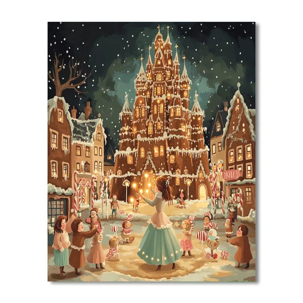 Enchanted Gingerbread Castle Disney Number painting
