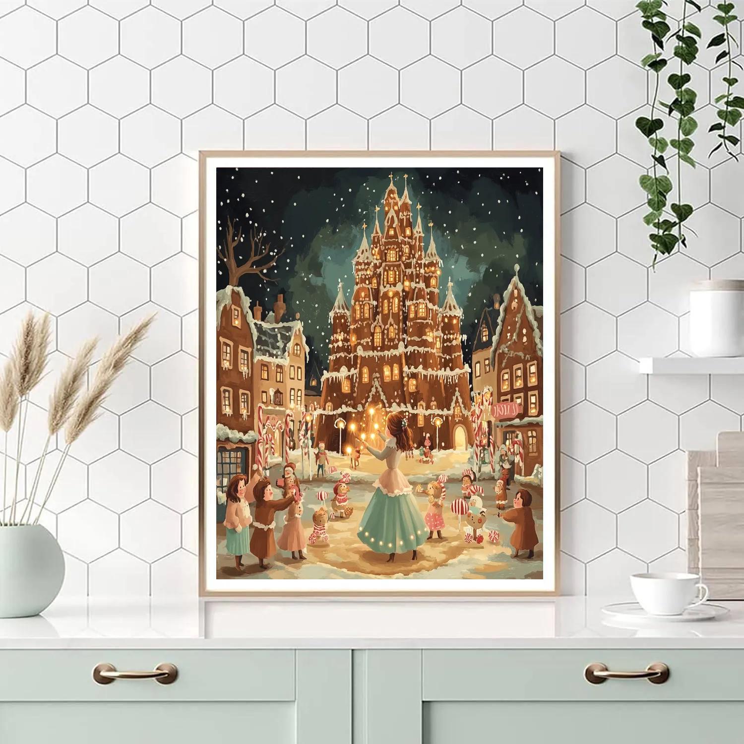 Enchanted Gingerbread Castle Disney Number painting