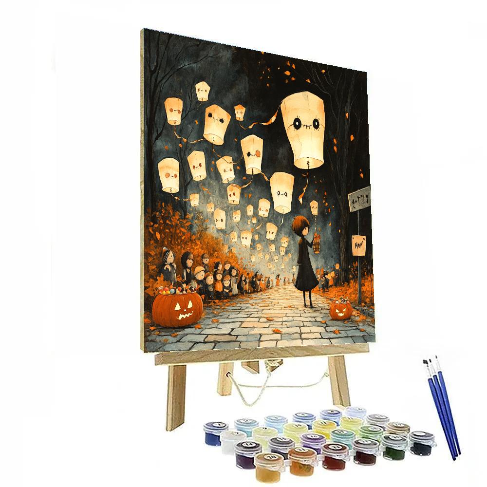 Paper Lantern Parade Haunted Edition Paint by numbers art
