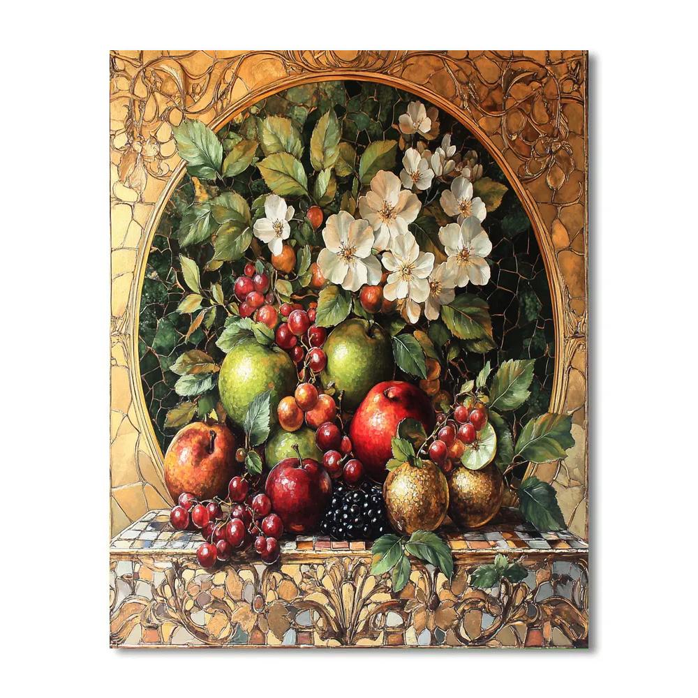 Gustave Klimt Inspired Orchard Still Life paint by numbers
