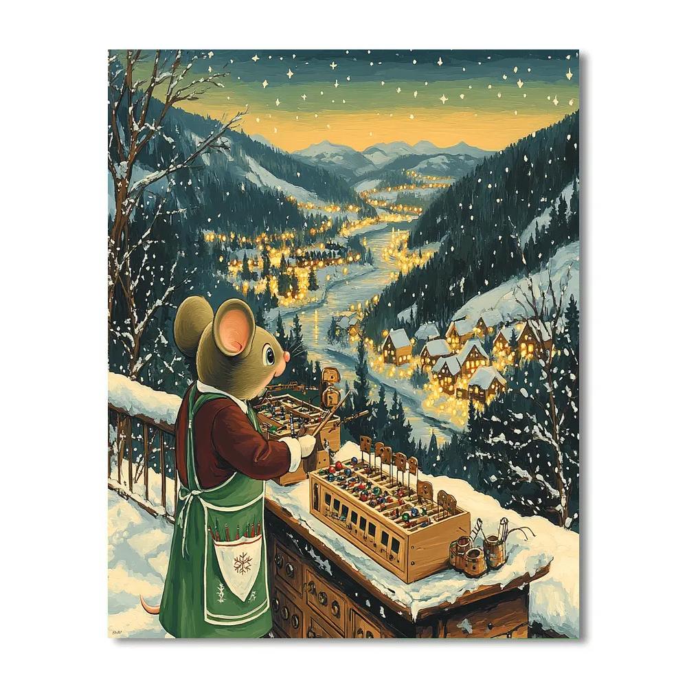 Merry Mountain Toy Workshop Number painting