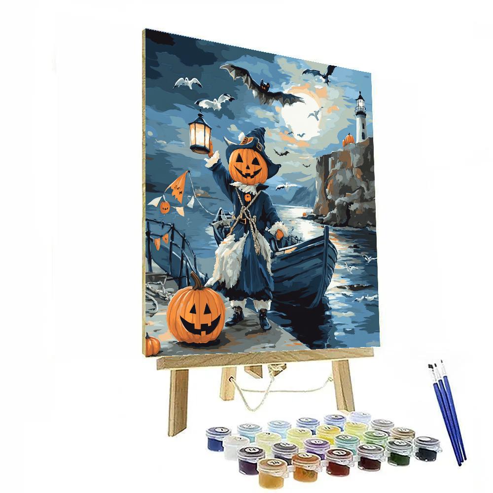 Haunted Harbor Sail With Captain Jack Pumpkin Painting by numbers kit