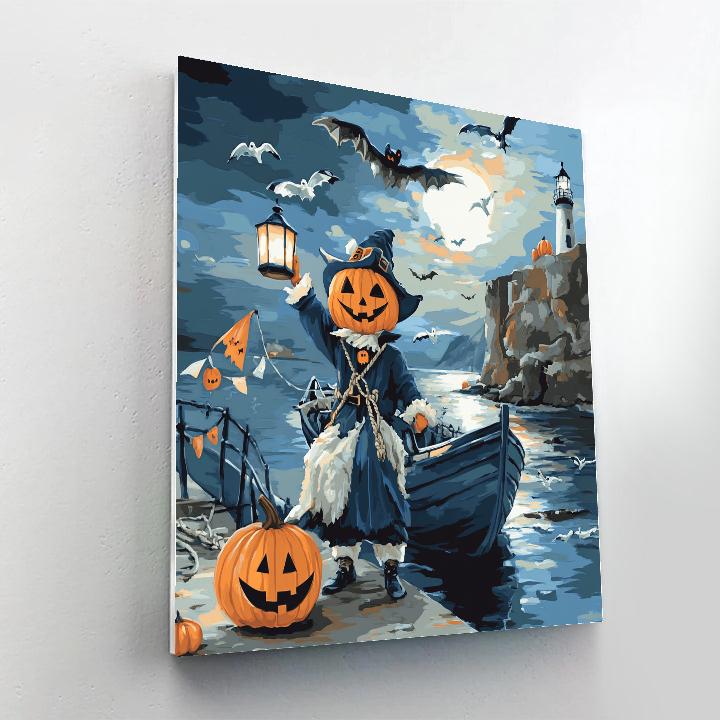 Haunted Harbor Sail With Captain Jack Pumpkin Painting by numbers kit