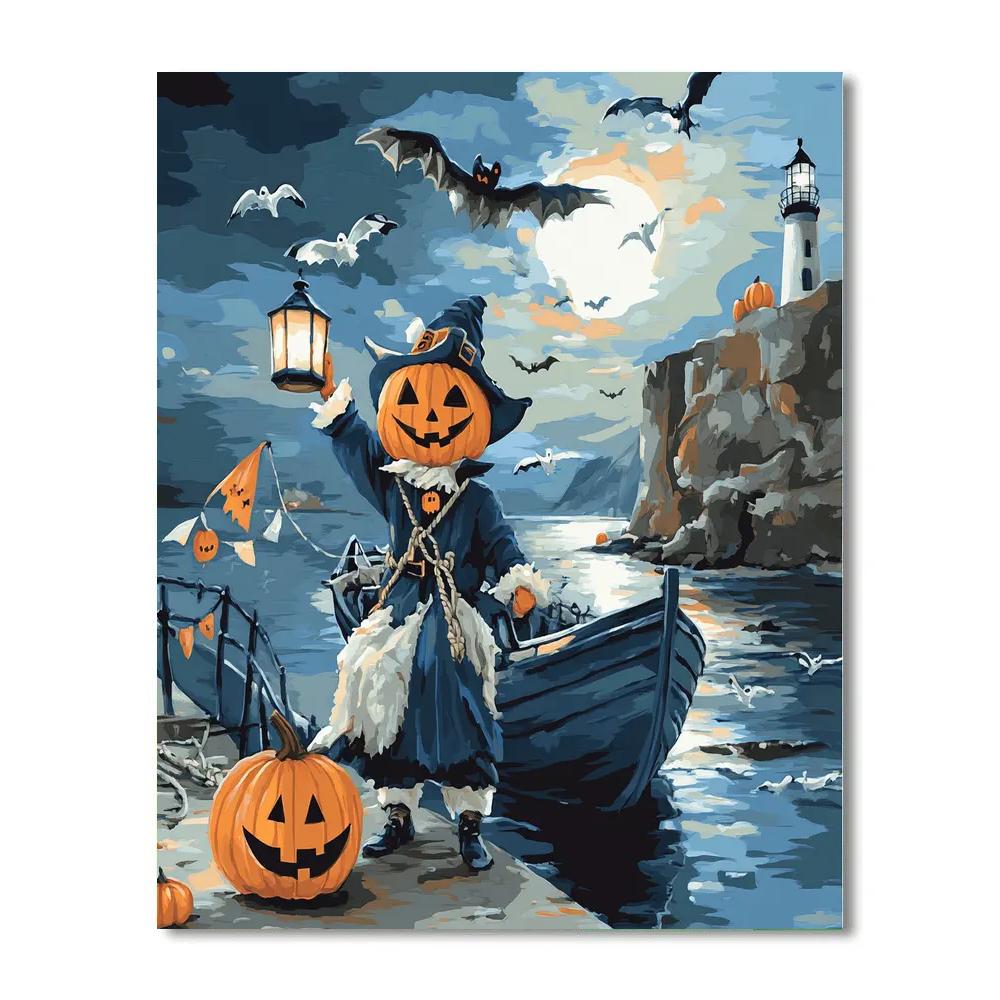 Haunted Harbor Sail With Captain Jack Pumpkin Painting by numbers kit
