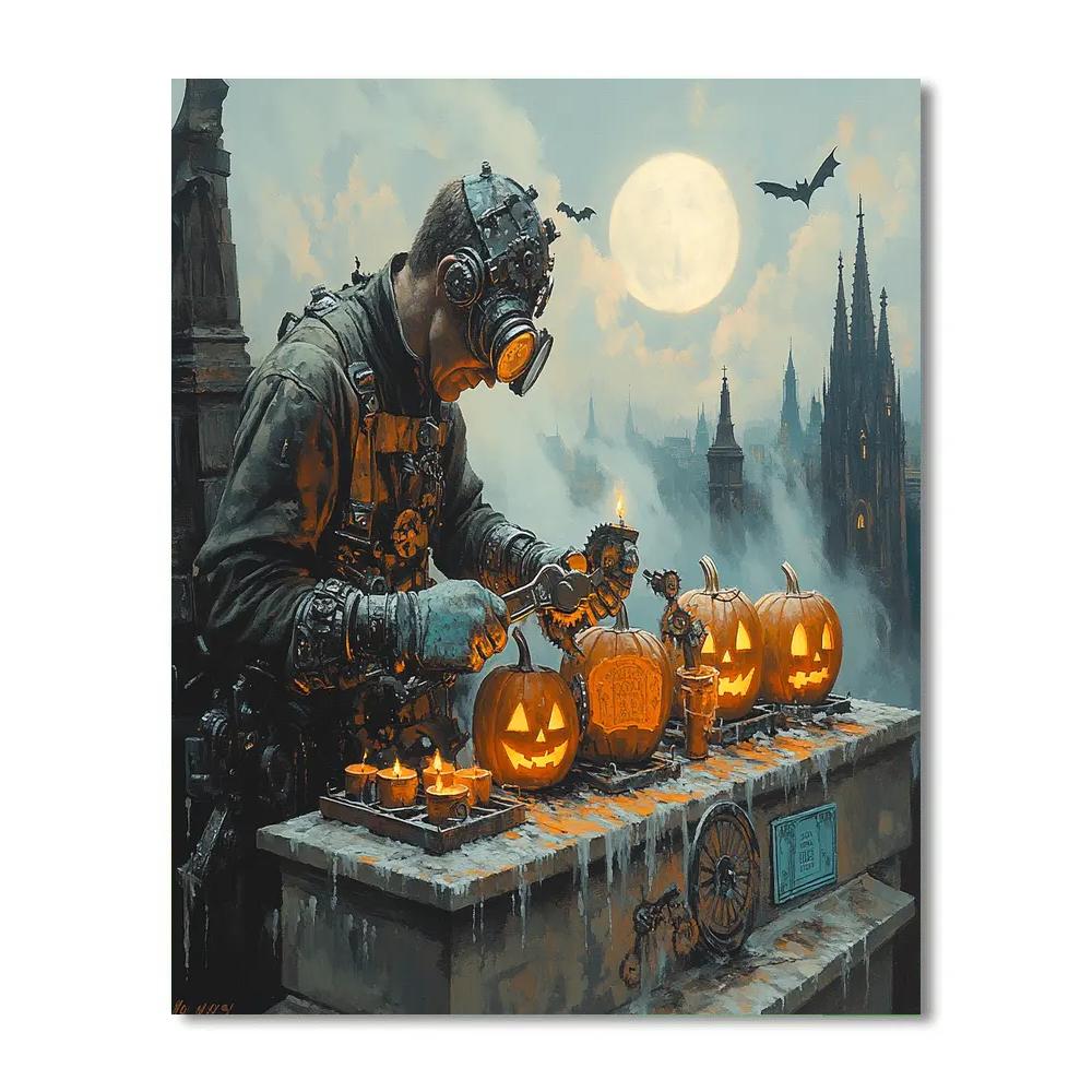 Graveyard Mechanic Haunted Clockwork DIY paint by numbers