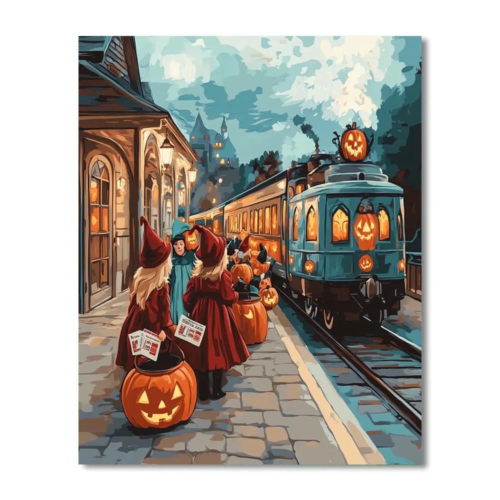 Trick Or Treat At The Enchanted Railway Paint by numbers art