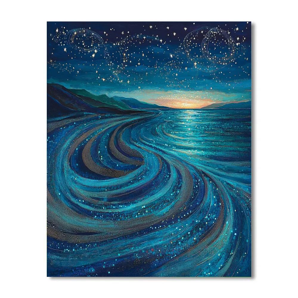Georges Seurat Inspired Tidal Celestial Bloom paint by number