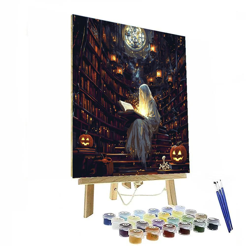 Haunted Lantern Library Midnight Reading Painting by numbers kit