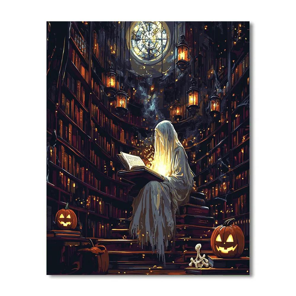 Haunted Lantern Library Midnight Reading Painting by numbers kit