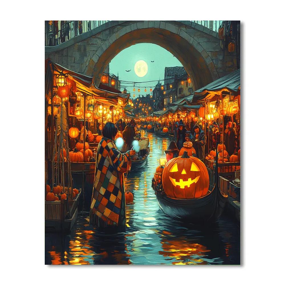 Floating Pumpkin Market Halloween Edition paint by color