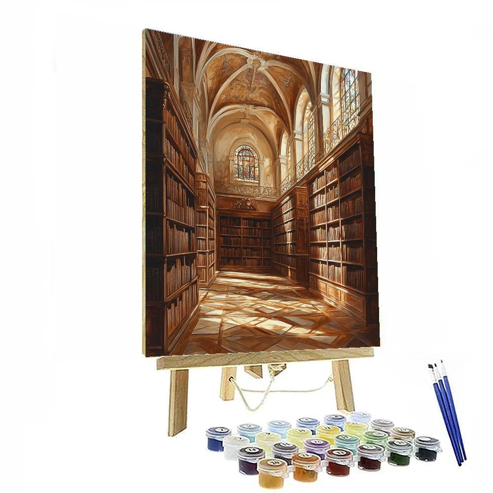 Leonardo Da Vinci Inspired Renaissance Library Interior paint by numbers