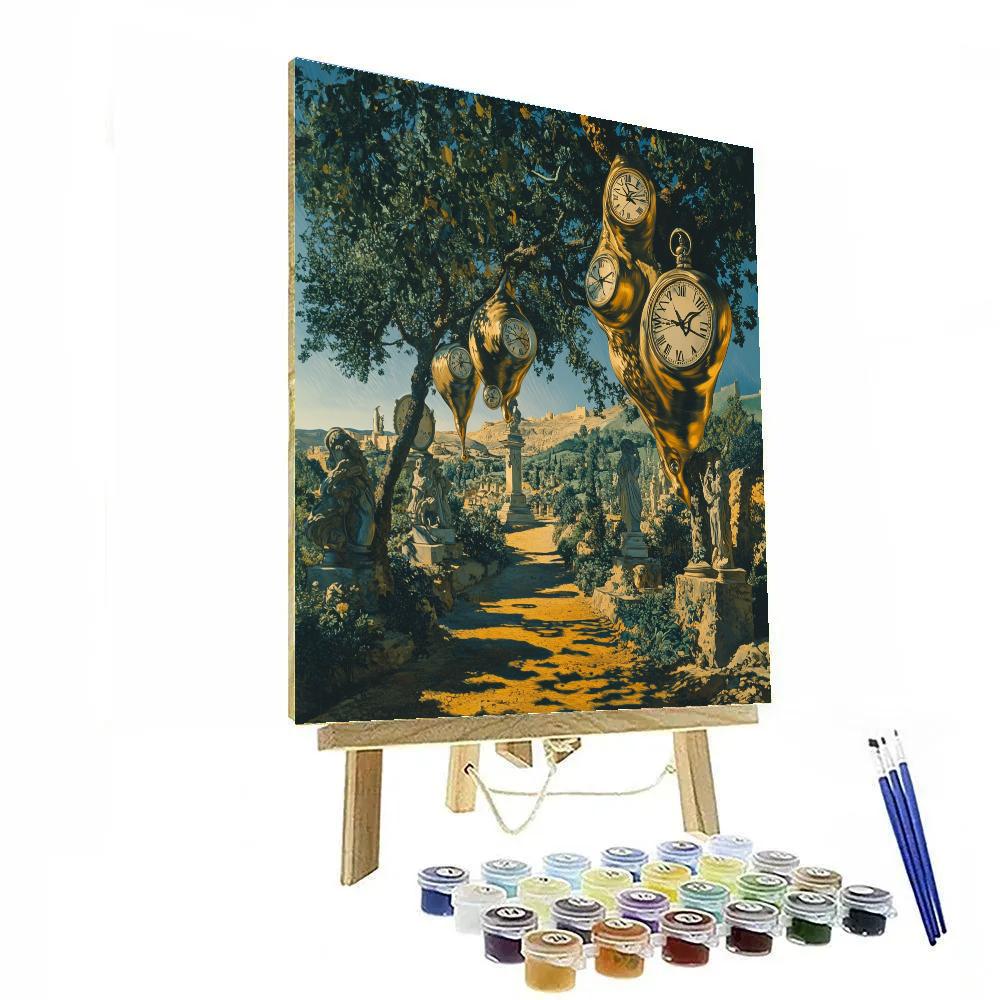Salvador Dali Inspired Surreal Garden Of Clocks Number painting