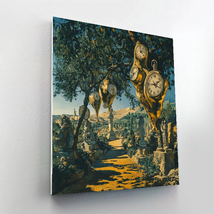 Salvador Dali Inspired Surreal Garden Of Clocks Number painting