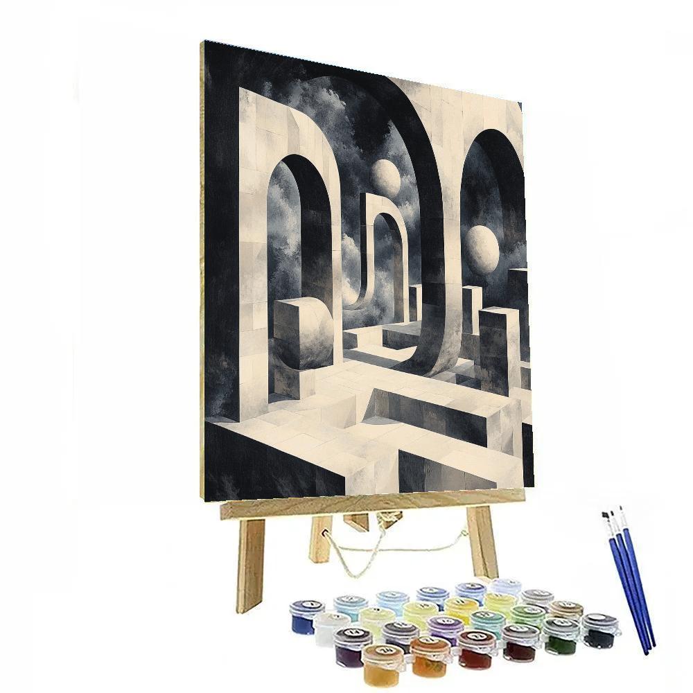 Escher Style Surreal Geometry Paint by numbers art