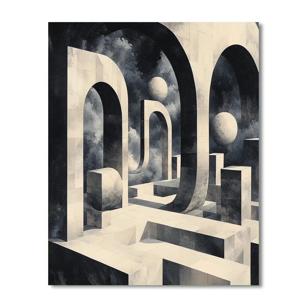 Escher Style Surreal Geometry Paint by numbers art