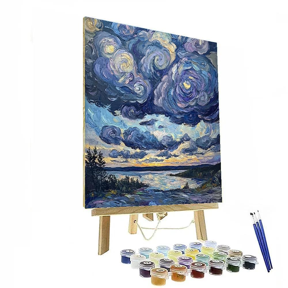 Edvard Munch Inspired Stormy Rain Clouds paint by numbers