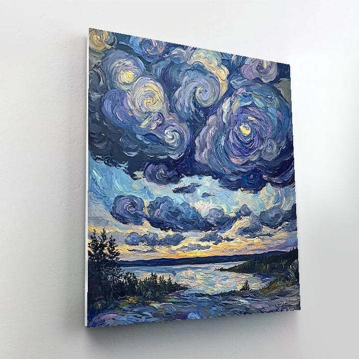 Edvard Munch Inspired Stormy Rain Clouds paint by numbers