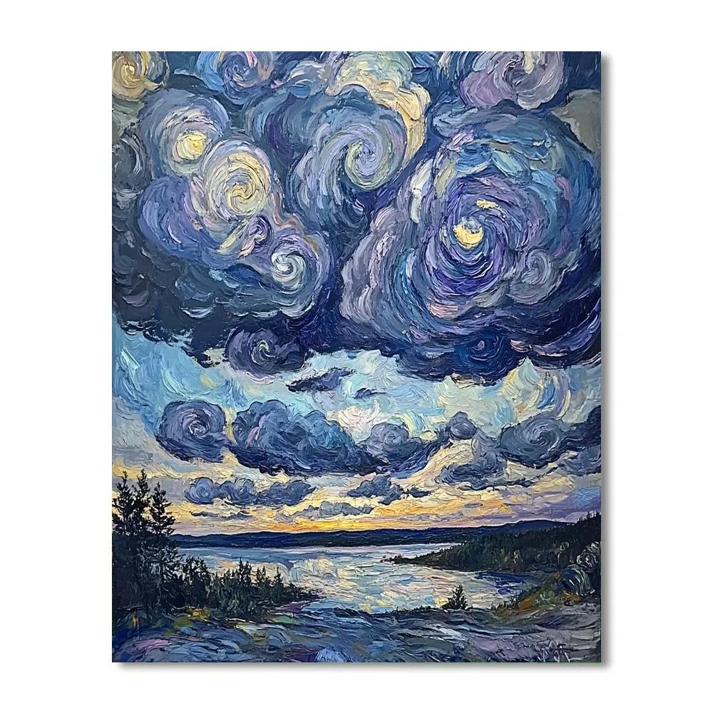 Edvard Munch Inspired Stormy Rain Clouds paint by numbers
