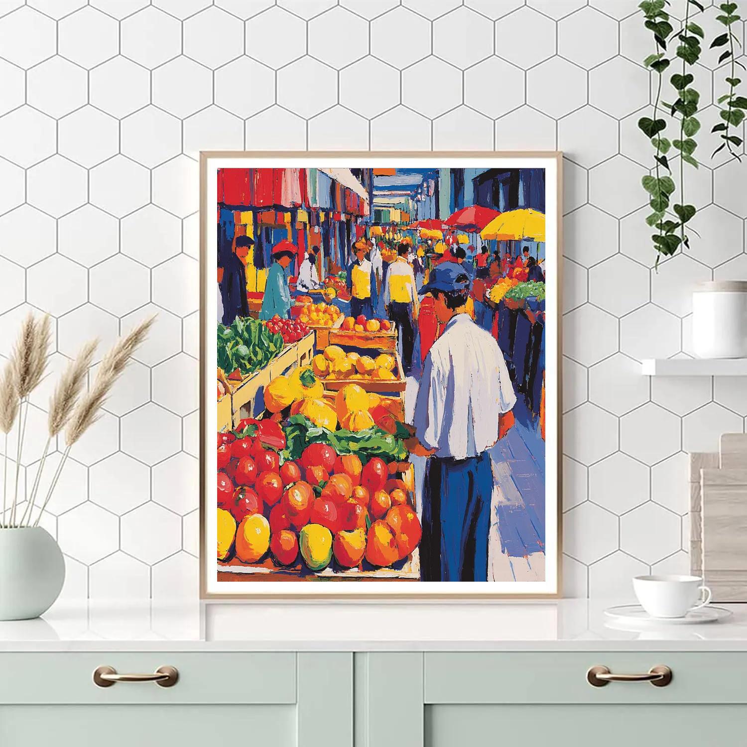Andy Warhol Inspired Pop Art Market Scene painting number kit