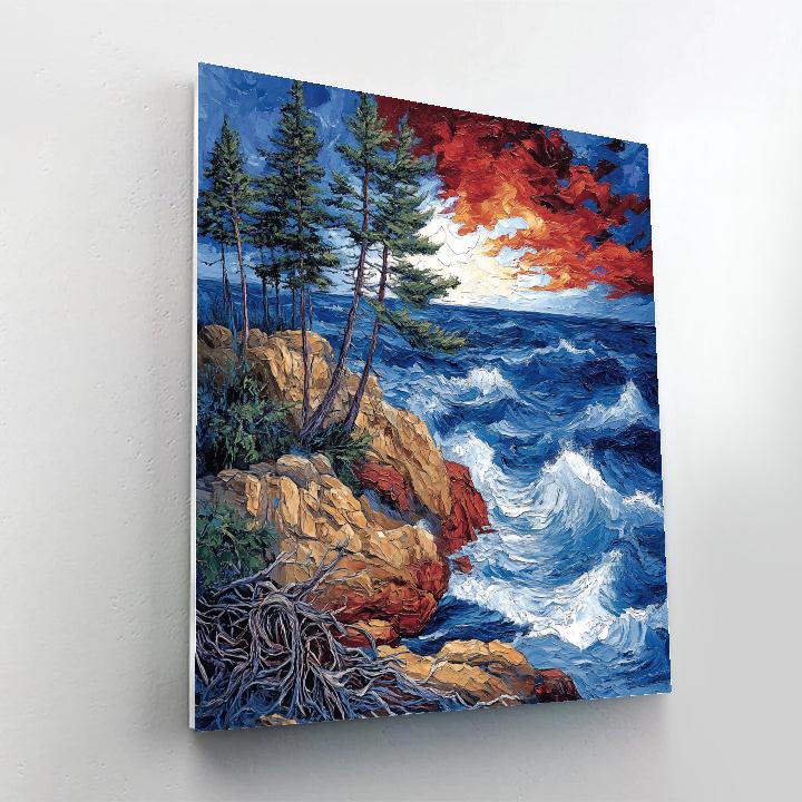 Arthur Lismer Inspired Storm Tide Rocks paint by color