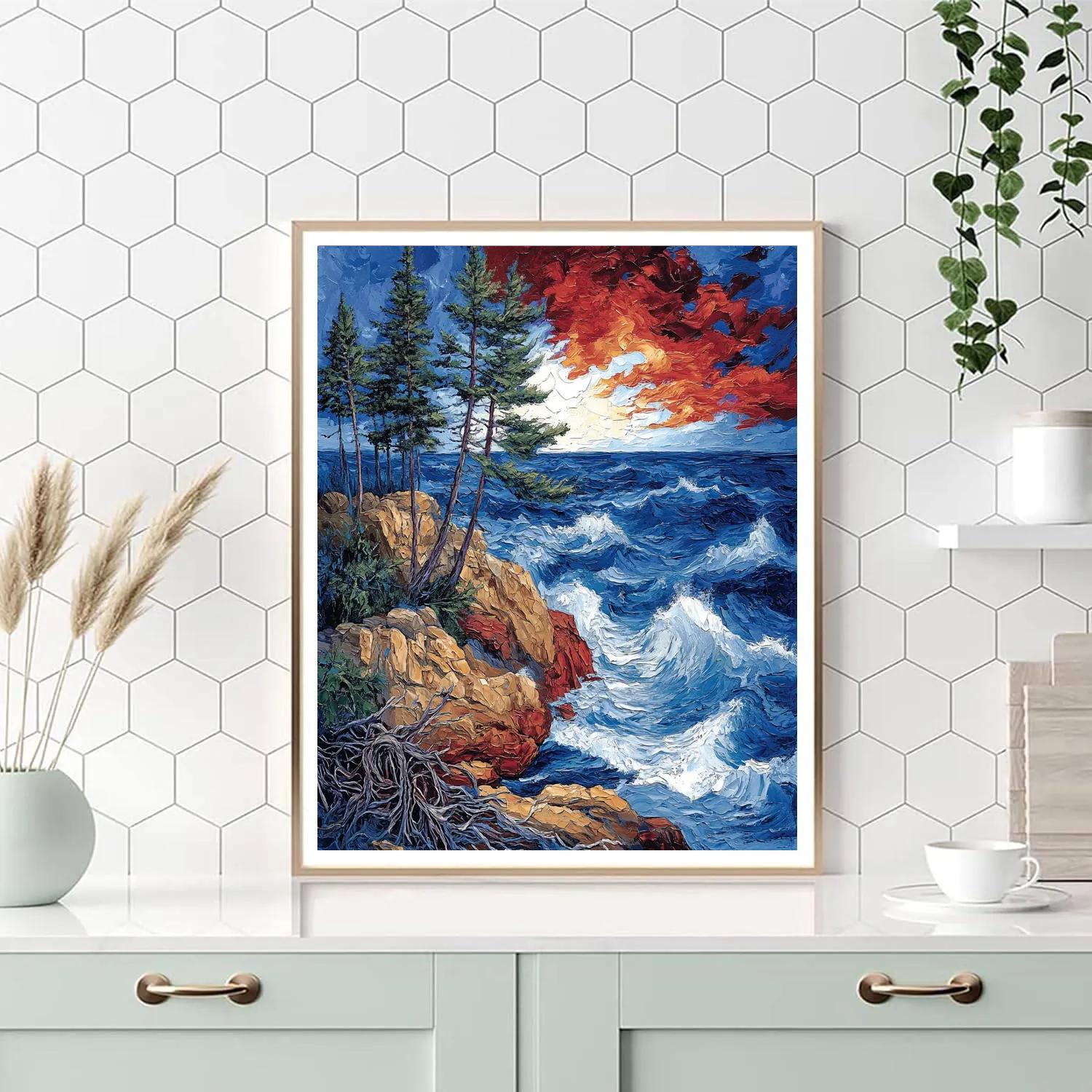 Arthur Lismer Inspired Storm Tide Rocks paint by color