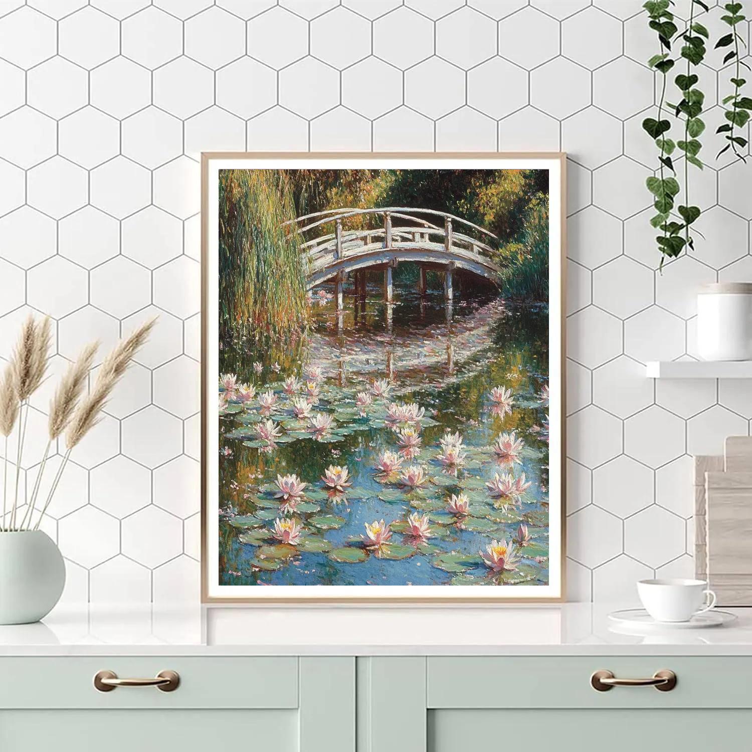Claude Monet Inspired Water Lilies And Bridge Numbered painting kits