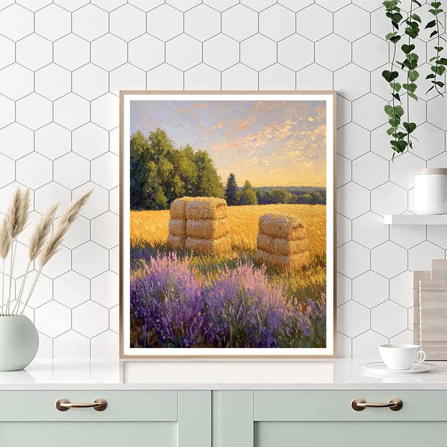Claude Monet Inspired Haystacks In Lavender Dusk Paint by numbers art