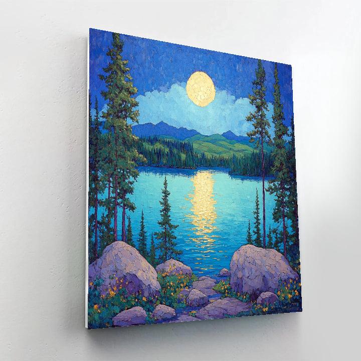 A.Y. Jackson Inspired Northern Lake Through Conifer Screens Paint by numbers kits