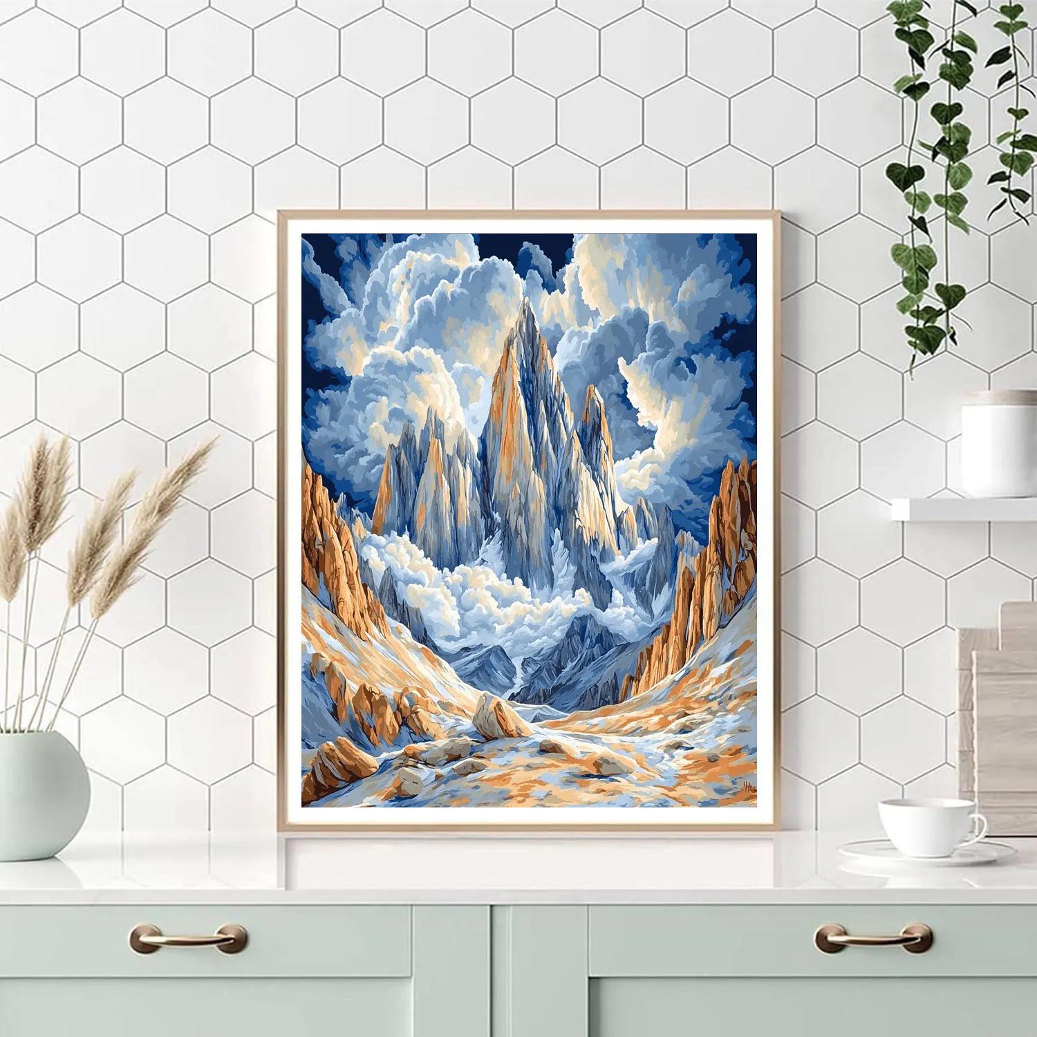Michelangelo Inspired Majestic Mountain Landscape DIY paint by numbers