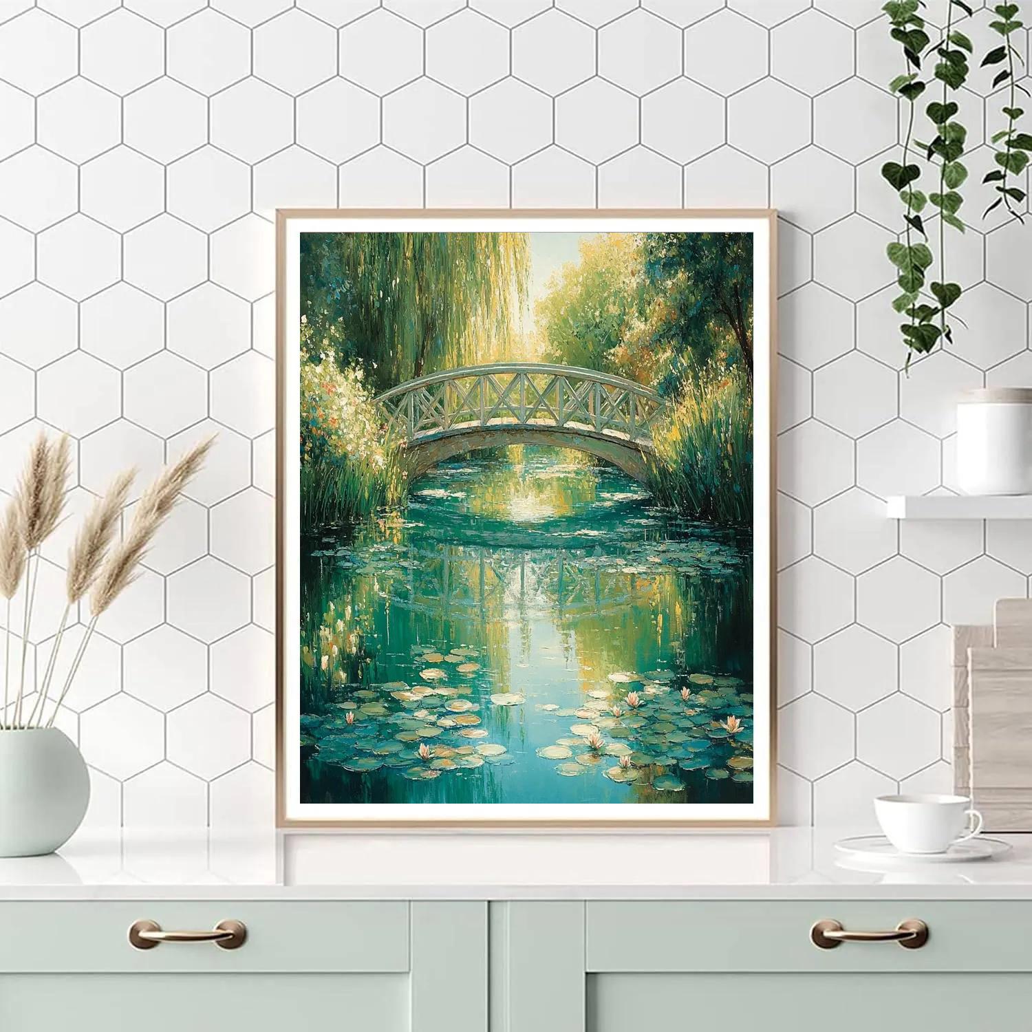 Claude Monet Inspired Giverny Bridge Reflections Paint by numbers art