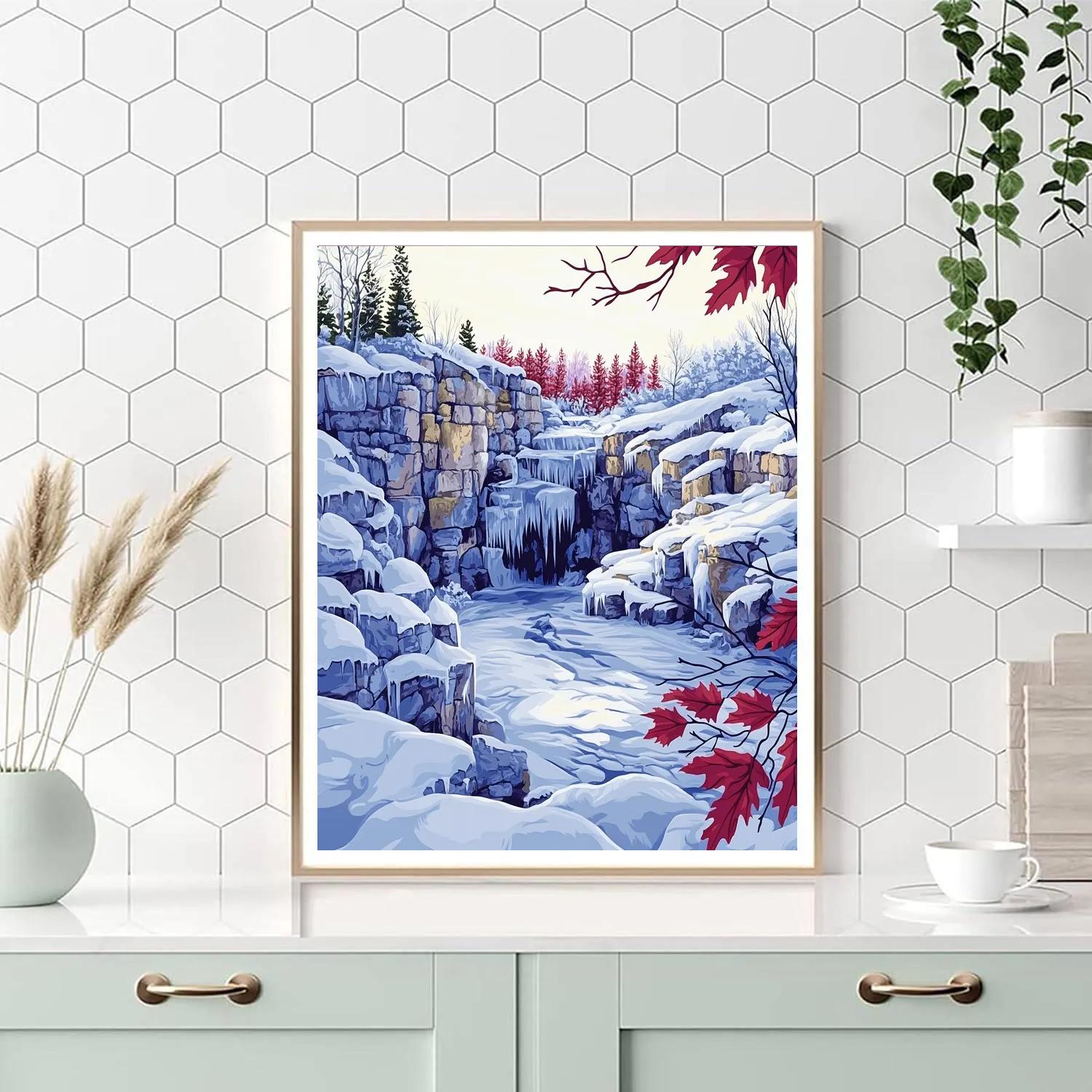 A.Y. Jackson Inspired Winter Quarry Of Colorful Snow paint by numbers