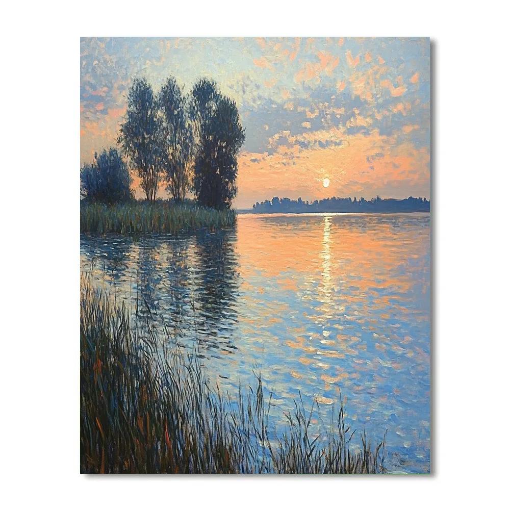 Claude Monet Inspired Tranquil Lake At Sunrise Painting by numbers kit