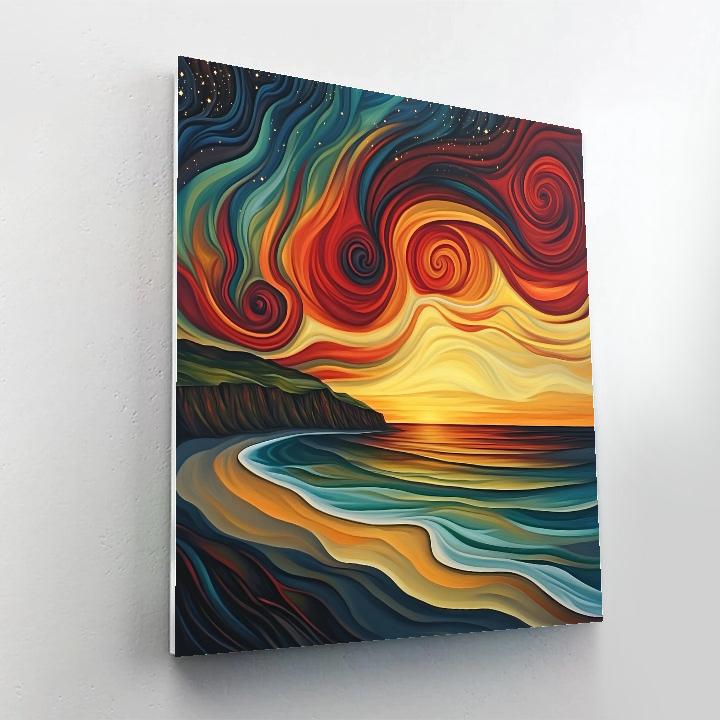 Edvard Munch Inspired Cosmic Shoreline Sunset Paint by numbers art