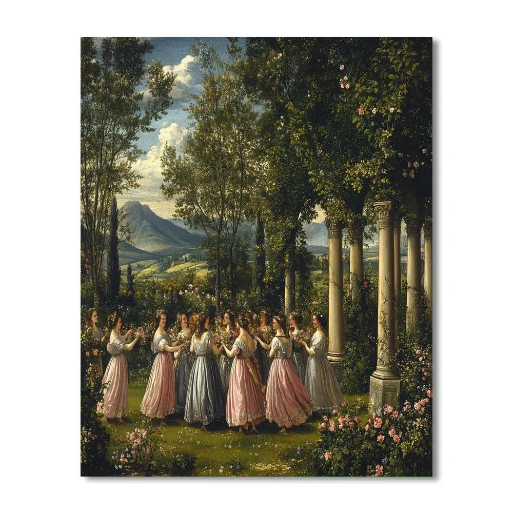 Raphael Inspired Renaissance Garden Celebration Paint by numbers art