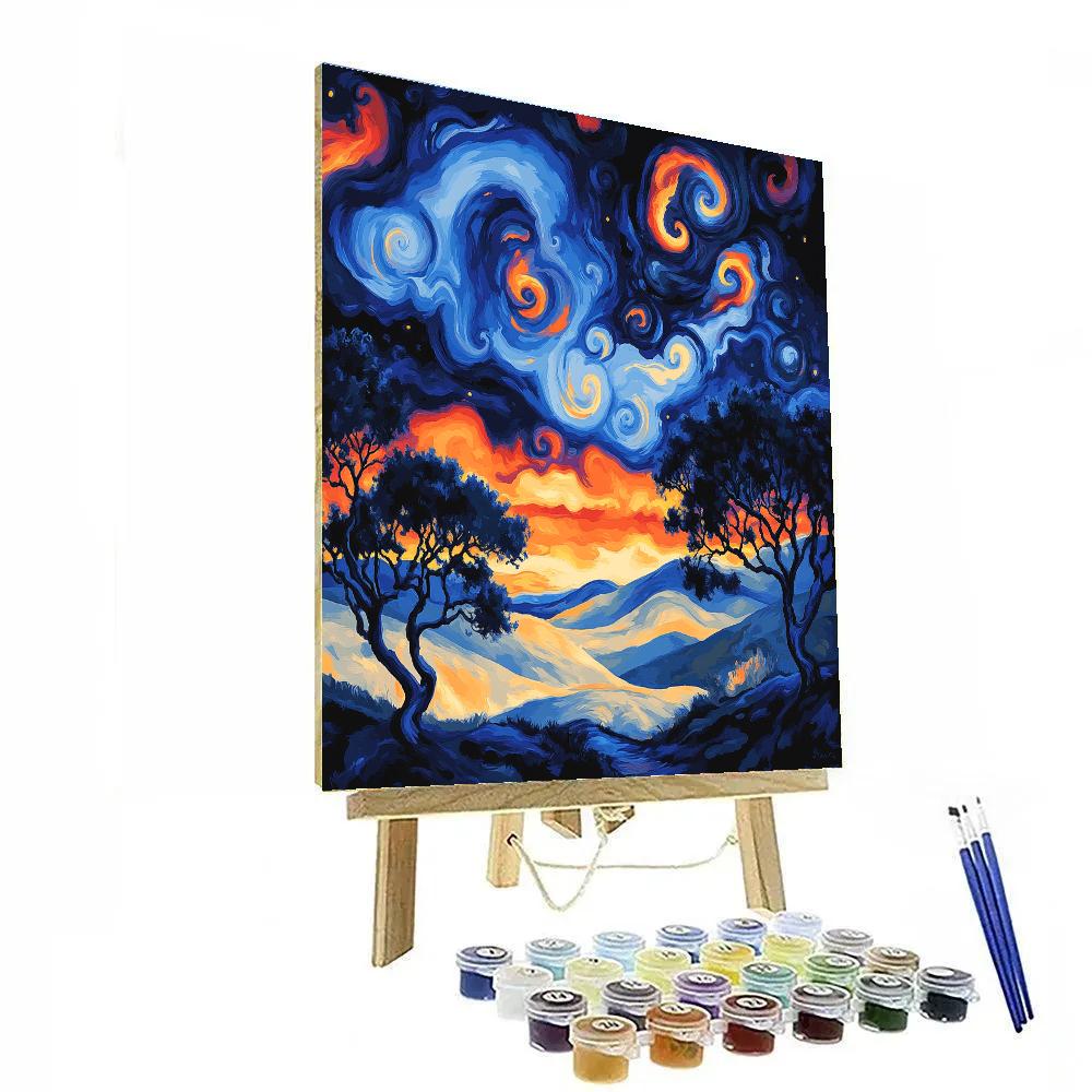 Edvard Munch Inspired Cosmic Twilight Landscape Painting by numbers kit