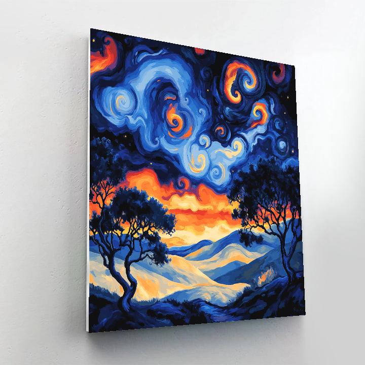 Edvard Munch Inspired Cosmic Twilight Landscape Painting by numbers kit