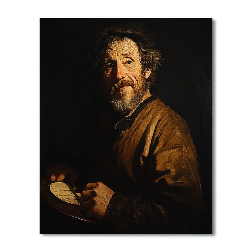 Rembrandt Inspired Dramatic Portrait Of A Musician Paint by numbers art