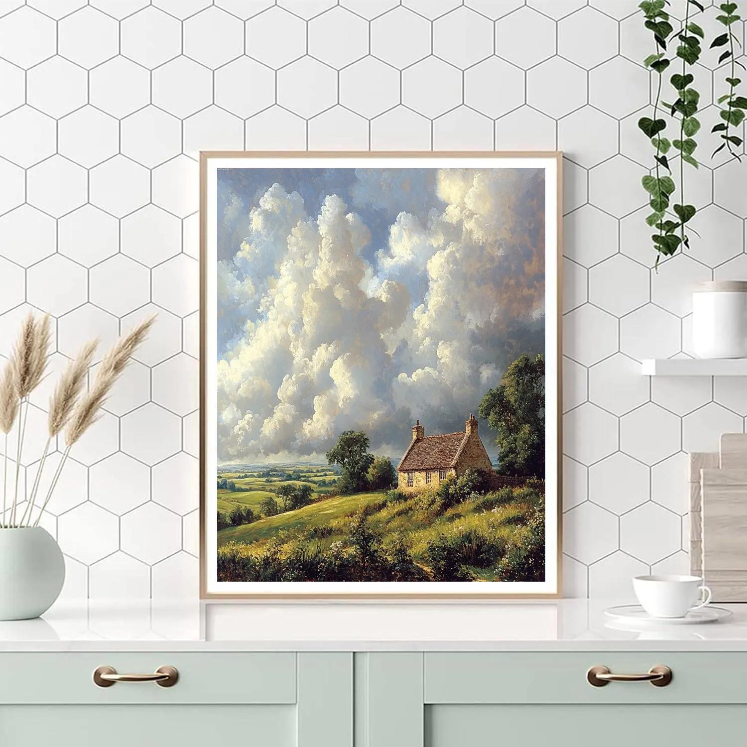 John Constable Inspired Countryside Cottage Landscape DIY paint by numbers