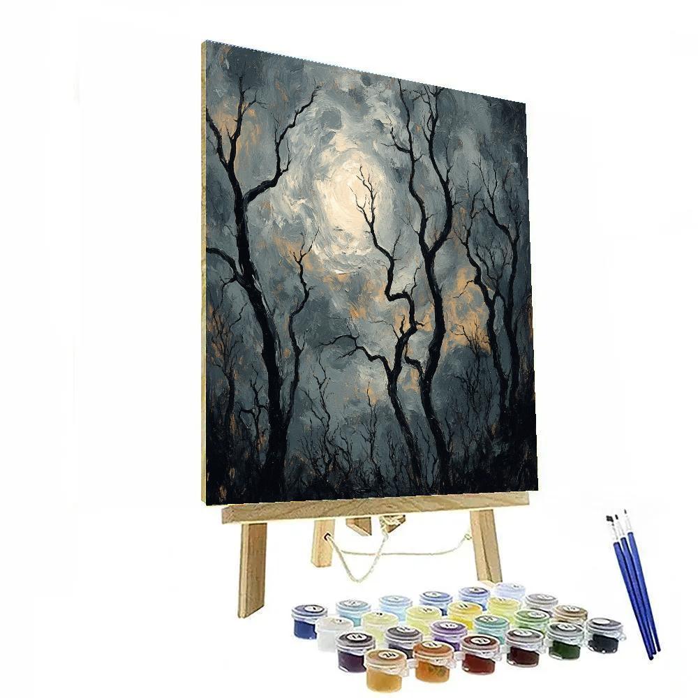 Francisco Goya Inspired Moonlit Thicket With Shadowed Silhouettes paint by numbers