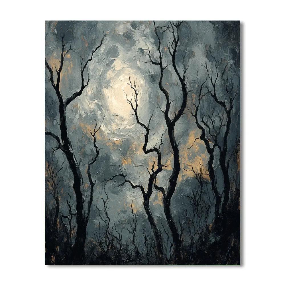 Francisco Goya Inspired Moonlit Thicket With Shadowed Silhouettes paint by numbers