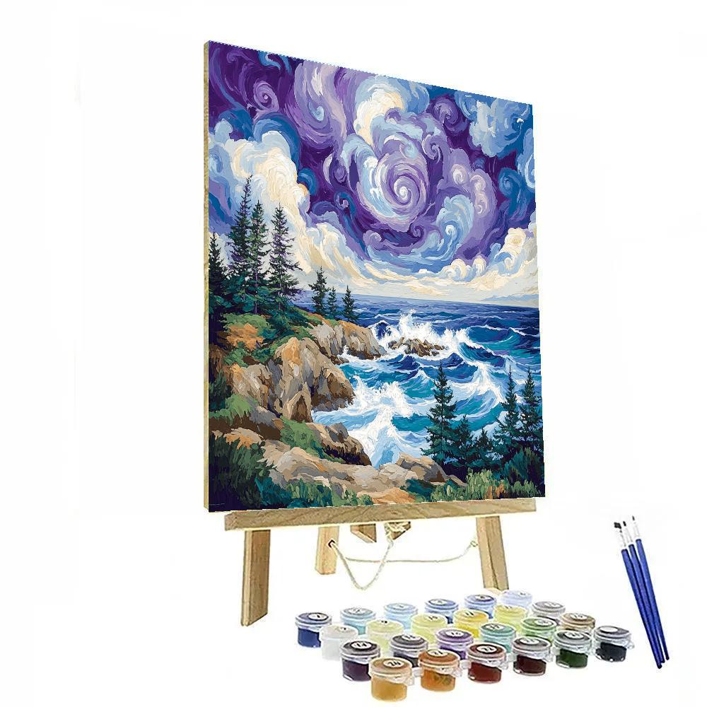 Stormlit Coastline In Emily Carr Palette Painting by numbers kit